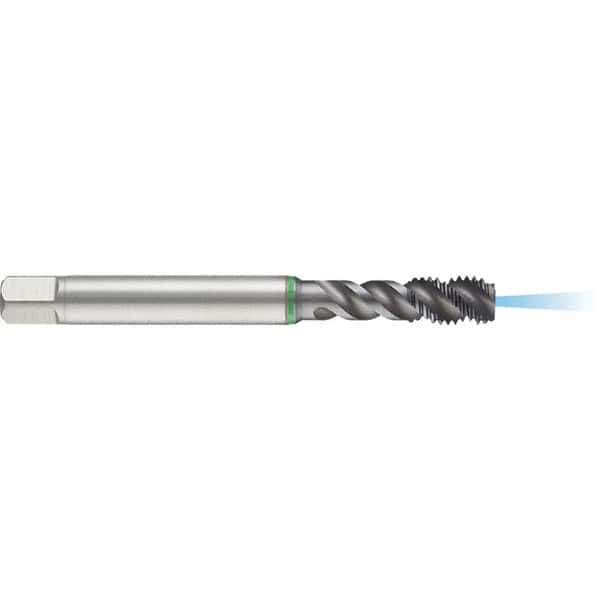 Guhring - M5x0.80 Metric 3 Flute 6H Modified Bottoming Spiral Flute Tap - High Speed Steel, TiCN Finish, 70mm OAL, Right Hand Flute, Right Hand Thread, D3/D4, Series 1152 - Exact Industrial Supply