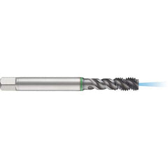 Guhring - M5x0.80 Metric 3 Flute 6H Modified Bottoming Spiral Flute Tap - High Speed Steel, TiCN Finish, 70mm OAL, Right Hand Flute, Right Hand Thread, D3/D4, Series 1152 - Exact Industrial Supply