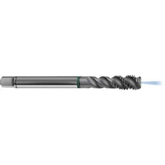 Guhring - M16x1.50 Metric 4 Flute 6H Modified Bottoming Spiral Flute Tap - High Speed Steel, TiCN Finish, 100mm OAL, Right Hand Flute, Right Hand Thread, D4/D5, Series 1294 - Exact Industrial Supply