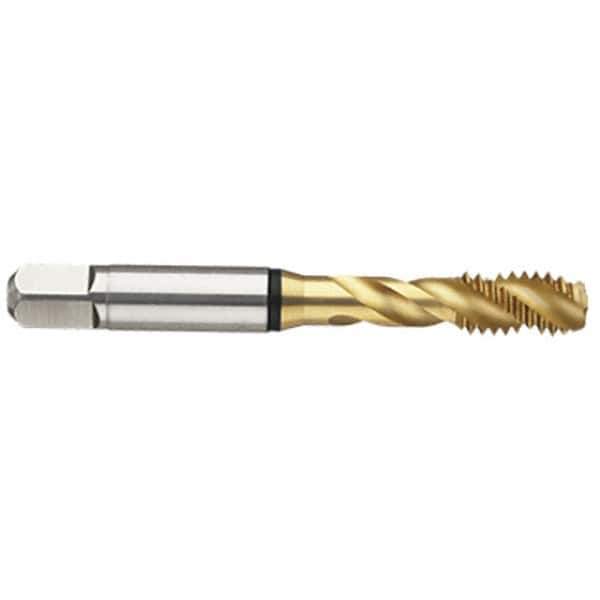 Guhring - 5-44 UNF 2 Flute 2B Modified Bottoming Spiral Flute Tap - High Speed Steel, TiN Finish, 2.205" OAL, Right Hand Flute, Right Hand Thread, H2/H3, Series 3935 - Exact Industrial Supply