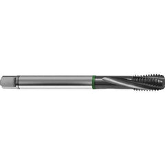 Guhring - M10x1.00 Metric 3 Flute 6H Bottoming Spiral Flute Tap - High Speed Steel, TiCN Finish, 90mm OAL, Right Hand Flute, Right Hand Thread, D4/D5, Series 4156 - Exact Industrial Supply