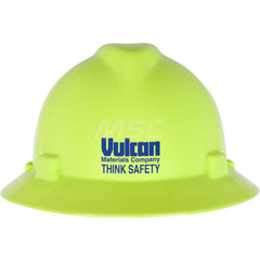 Hard Hat: Electrical Protection & High Visibility, Full Brim, Class E, 4-Point Suspension - Green;Yellow, Polyethylene, Vented, Slotted