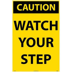 NMC - "Watch Your Step", 36" Long x 24" Wide, Rigid Plastic Safety Sign - Rectangular, Use for Workplace/Safety - Exact Industrial Supply