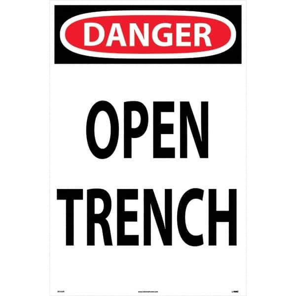 NMC - "Open Trench", 36" Long x 24" Wide, Rigid Plastic Safety Sign - Rectangular, Use for Workplace/Safety - Exact Industrial Supply