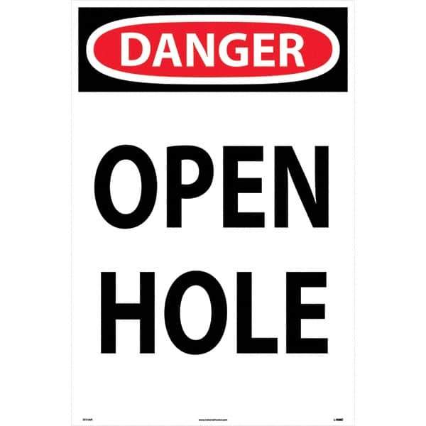 NMC - "Open Hole", 36" Long x 24" Wide, Rigid Plastic Safety Sign - Rectangular, Use for Workplace/Safety - Exact Industrial Supply