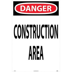 NMC - "Construction Area", 36" Long x 24" Wide, Rigid Plastic Safety Sign - Rectangular, Use for Workplace/Safety - Exact Industrial Supply