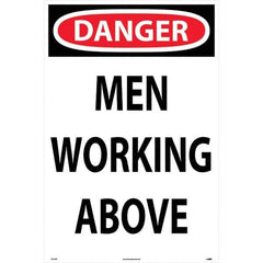 NMC - "Men Working Above", 36" Long x 24" Wide, Rigid Plastic Safety Sign - Rectangular, Use for Workplace/Safety - Exact Industrial Supply