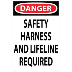 NMC - "Safety Harness Line", 36" Long x 24" Wide, Rigid Plastic Safety Sign - Rectangular, Use for Workplace/Safety - Exact Industrial Supply