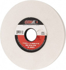 Camel Grinding Wheels - 7" Diam x 1-1/4" Hole x 3/4" Thick, J Hardness, 46 Grit Surface Grinding Wheel - Aluminum Oxide, Type 5, Coarse Grade, 3,760 Max RPM, Vitrified Bond, One-Side Recess - Exact Industrial Supply