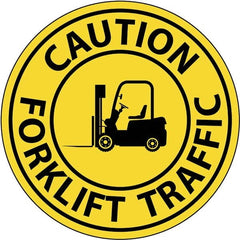 NMC - "Caution Forklift Traffic", 2-1/2" Wide x 2-1/2" High, Aluminum Safety Sign - Exact Industrial Supply