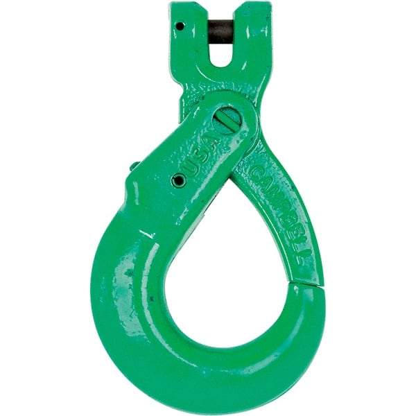 Campbell - 3/8" Chain Diam, 100 Chain Grade Clevis Hook - 8,800 Lb Capacity, 7/16" ID, 1/2" Pin Diam, 1-7/8" Hook Throat, 5-5/32" OAL, 1-1/8" Hook Width - Exact Industrial Supply