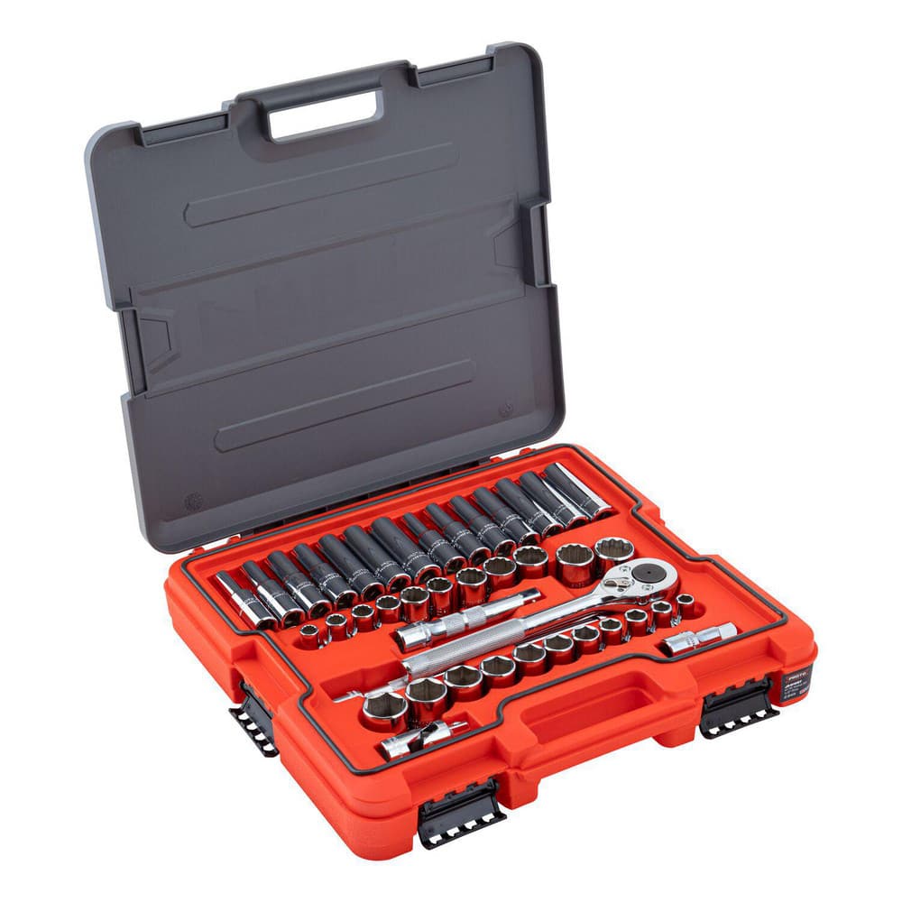 Combination Hand Tool Sets; Set Type: Socket Set; Container Type: Blow Mold Case; Measurement Type: Inch; Container Material: Plastic; Drive Size: 1/2; Insulated: No; Case Type: Blow Mold Case