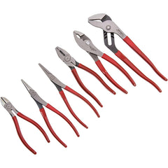 Plier Sets; Plier Type Included: Diagonal, Groove, Lineman's, Long Nose, Slip-Joint, Tongue; Container Type: None; Overall Length: 7-1/2 in; 6-1/8 in; 8-1/8 in; 10-1/4 in; 7-3/4 in; Handle Material: Steel; Includes: J206G, J227G, J228G, J260SG, J267G, J27