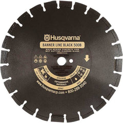 Husqvarna - 14" Diam, 1" Arbor Hole Diam, Continuous Edge Tooth Wet & Dry Cut Saw Blade - Diamond-Tipped, General Purpose Action, Standard Round Arbor - Exact Industrial Supply