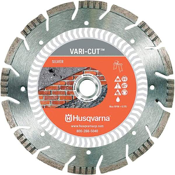 Husqvarna - 10" Diam, 5/8 & 7/8" Arbor Hole Diam, Continuous Edge Tooth Wet & Dry Cut Saw Blade - Diamond-Tipped, Fast Cutting Action, Standard Round Arbor - Exact Industrial Supply