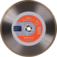 Husqvarna - 4-1/2" Diam, 5/8 & 7/8" Arbor Hole Diam, Continuous Edge Tooth Wet & Dry Cut Saw Blade - Diamond-Tipped, Finishing Action, Standard Round Arbor - Exact Industrial Supply