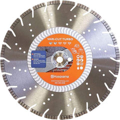 Husqvarna - 14" Diam, 25/32 & 1" Arbor Hole Diam, Continuous Edge Tooth Wet & Dry Cut Saw Blade - Diamond-Tipped, Fast Cutting Action, Standard Round Arbor - Exact Industrial Supply