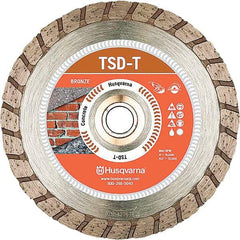 Husqvarna - 4" Diam, 5/8, 7/8 & 25/32" Arbor Hole Diam, Continuous Edge Tooth Wet & Dry Cut Saw Blade - Diamond-Tipped, Fast Cutting & Smooth Action, Standard Round Arbor - Exact Industrial Supply