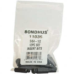 Bondhus - Screwdriver Bit Sets Type: Insert Bit Set Drive Size: 1/4 (Inch) - Exact Industrial Supply