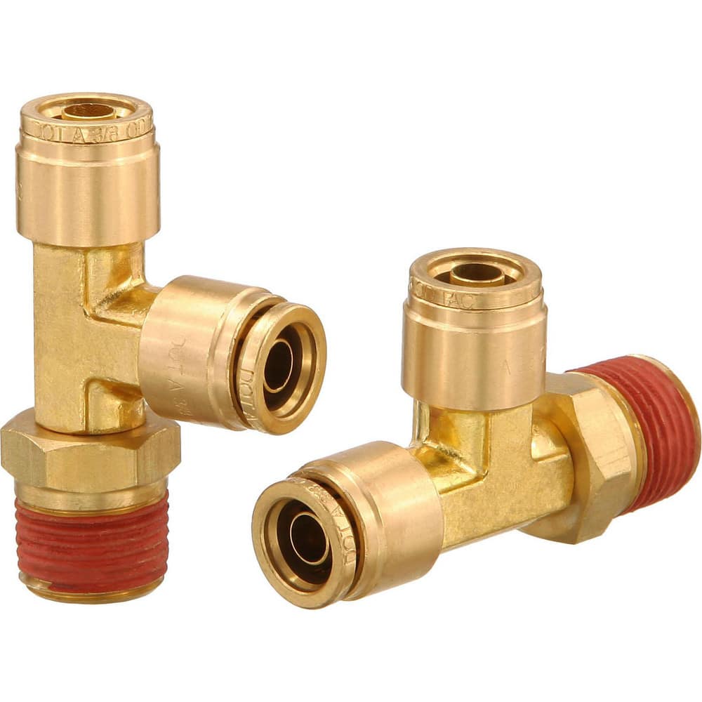 Metal Push-To-Connect Tube Fittings; Fitting Type: TEE RUN SWV; Connection Type: Push-to-Connect x MNPT; Material: Brass; Thread Size: 1/4″; Tube Outside Diameter: 1/4; Fitting Shape: Tee; Maximum Working Pressure (Psi