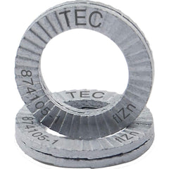 Wedge Lock Washers; Thread Size: #10; M5; Material: Steel; Inside Diameter: 0.213 in; Outside Diameter: 0.354 in; Finish: Zinc Plated; Hardness: 465 HV Min; Standards: MIL-STD-1312-7   ISO 9001:2008    ISO TS16949; Thickness: 1.8 in