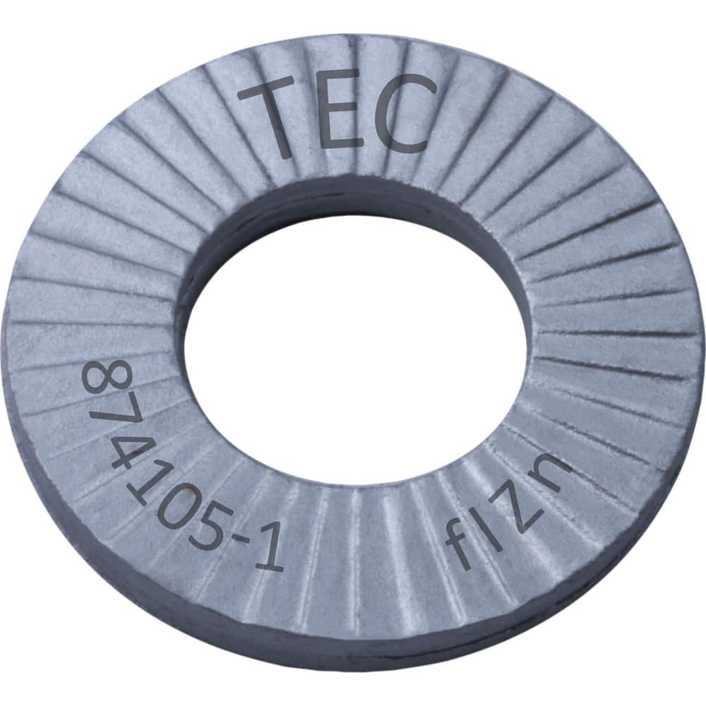 Wedge Lock Washers; Thread Size: 1/4; Material: Steel; Inside Diameter: 0.283 in; Outside Diameter: 0.531 in; Finish: Zinc Plated; Hardness: 465 HV Min; Standards: MIL-STD-1312-7   ISO 9001:2008    ISO TS16949; Thickness: 2.5 in