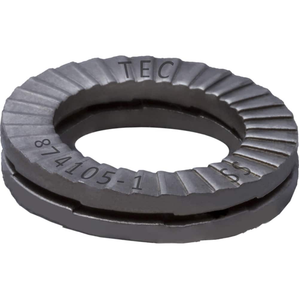 Wedge Lock Washers; Thread Size: 7/8; M22; Material: Stainless Steel; Inside Diameter: 0.921 in; Outside Diameter: 1.358 in; Finish: Uncoated; Hardness: Kolsterize Case Hardened; Standards: MIL-STD-1312-7   ISO 9001:2008    ISO TS16949; Thickness: 3.2 in