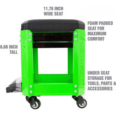 Creepers & Seats; Load Capacity: 280; Load Capacity (Lb.): 280; Number of Wheels: 4.000; Material: Vinyl Foam; Steel; Color: Green; Overall Length: 11.76; Overall Height: 16.68 in; Overall Width: 12; Features: Vinyl Foam Padded Seat For Maximum Comfort; T