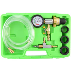 Automotive Leak Detection Kits; Type: Cooling System AirEvac Kit; Applications: Domestic & Import Cars & Light Trucks; Detection Type: Pressure; Contents: Small; Venturi Assembly; Airvac Assembly; Medium; Pickup Tube; Expansion Adapter; Large Adapter; Exp
