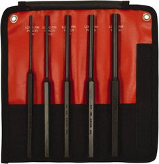 Mayhew - 5 Piece, 1/8 to 3/8", Pin Punch Set - Hex Shank, Steel, Comes in Kit Bag - Exact Industrial Supply