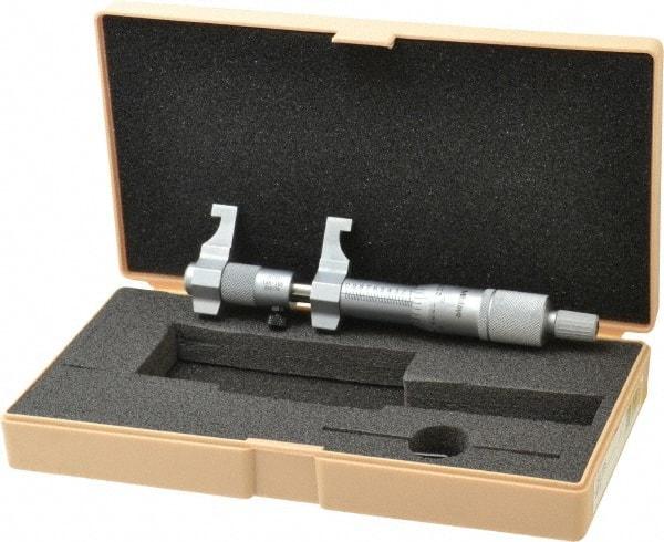 Mitutoyo - 2 to 3 Inch Range, Carbide Satin Chrome Coated, Mechanical Inside Caliper Micrometer - 0.001 Inch Graduation, 0.0004 Inch Accuracy - Exact Industrial Supply
