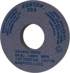 Norton - 14" Diam x 5" Hole x 1-1/2" Thick, H Hardness, 46 Grit Surface Grinding Wheel - Aluminum Oxide, Type 1, Coarse Grade, 1,800 Max RPM, Vitrified Bond, No Recess - Exact Industrial Supply