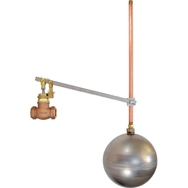Control Devices - 1/2" Pipe, Brass & Bronze, Globe Pattern-Single Seat, Mechanical Float Valve - 100 psi, FIP x FIP End Connections - Exact Industrial Supply