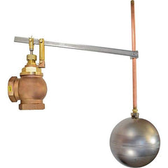 Control Devices - 2" Pipe, Brass & Bronze, Angle Pattern-Single Seat, Mechanical Float Valve - 75 psi, FIP x FIP End Connections - Exact Industrial Supply