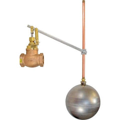 Control Devices - 1-1/4" Pipe, Brass & Bronze, Globe Pattern-Single Seat, Mechanical Float Valve - 100 psi, FIP x FIP End Connections - Exact Industrial Supply