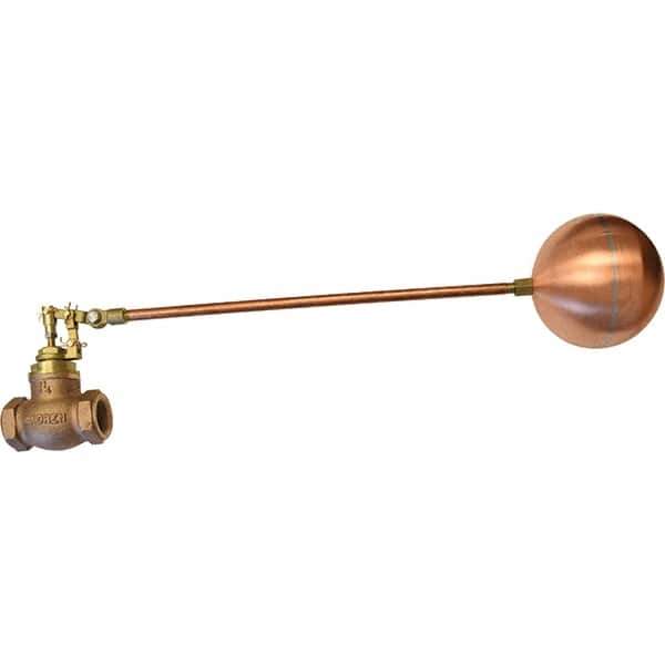 Control Devices - 1-1/4" Pipe, Brass & Bronze, Globe Pattern-Double Seat, Mechanical Float Valve - 100 psi, FIP End Connections - Exact Industrial Supply