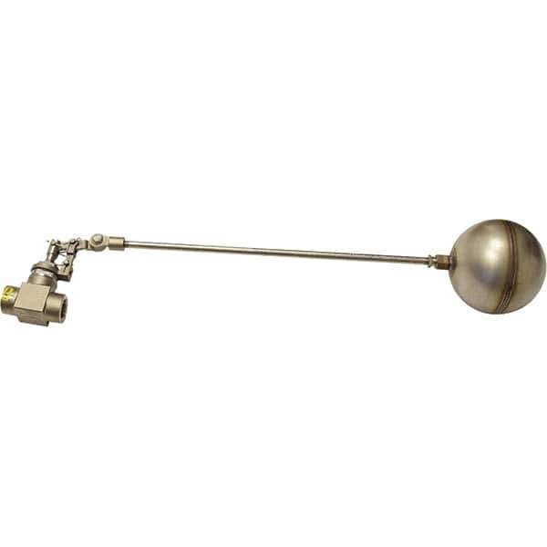 Control Devices - 1/2" Pipe, Stainless Steel, Globe Pattern-Double Seat, Mechanical Float Valve - 100 psi, FIP End Connections - Exact Industrial Supply
