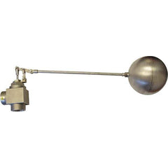Control Devices - 2" Pipe, Stainless Steel, Angle Pattern-Double Seat, Mechanical Float Valve - 75 psi, FIP End Connections - Exact Industrial Supply