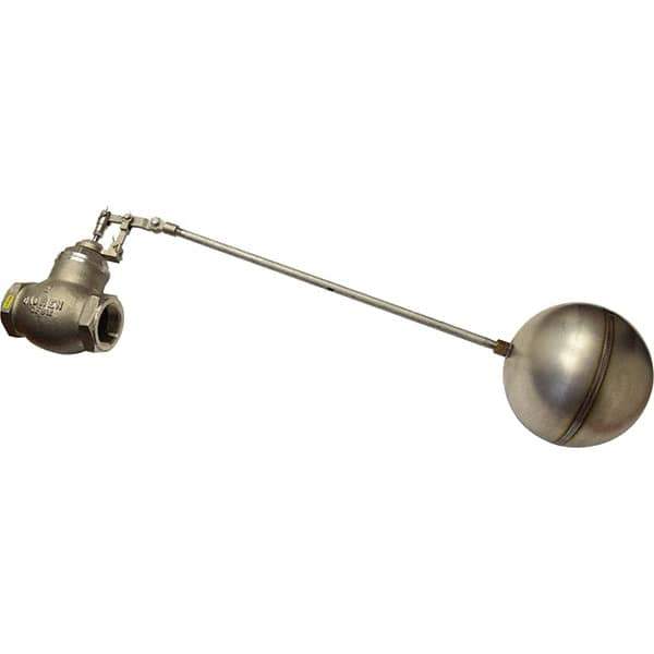 Control Devices - 1-1/2" Pipe, Stainless Steel, Globe Pattern-Double Seat, Mechanical Float Valve - 100 psi, FIP End Connections - Exact Industrial Supply