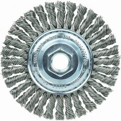Weiler - 4" OD, 5/8-11 Arbor Hole, Stringer Bead Steel Wheel Brush - 3/16" Face Width, 7/8" Trim Length, 20,000 RPM - Exact Industrial Supply