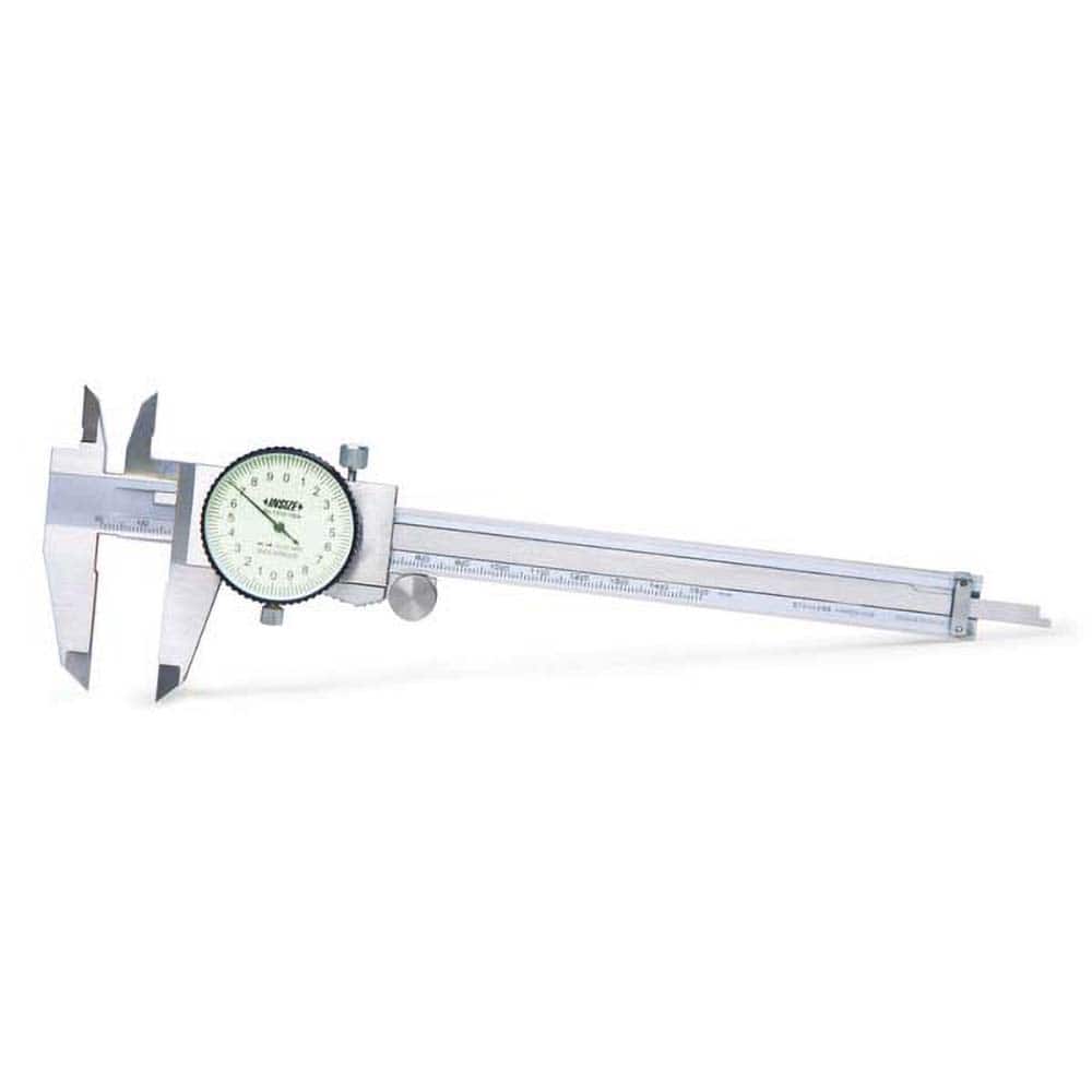 Insize USA LLC - Dial Calipers; Maximum Measurement (mm): 300 ; Dial Graduation (mm): 0.0200 ; Accuracy (mm): +/-0.03 ; Jaw Length (mm): 62.00 ; Range Per Revolution (mm): 2.00 ; Dial Face Color: White - Exact Industrial Supply
