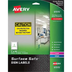 AVERY - Pack of (15), 7" x 10" White Polyester Durable Square Labels - Exact Industrial Supply
