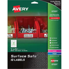 AVERY - Pack of (825), 7/8" x 2-5/8" White Polyester Durable Square Labels - Exact Industrial Supply