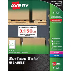 AVERY - Pack of (100), 4" x 6" White Polyester Durable Square Labels - Exact Industrial Supply