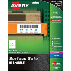 AVERY - Pack of (150), 3-1/4" x 8-3/8" White Polyester Durable Square Labels - Exact Industrial Supply