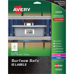 AVERY - Pack of (250), 2" x 3-1/2" White Polyester Durable Square Labels - Exact Industrial Supply