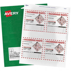 AVERY - Pack of (100), 4" x 4" White Paper ID Labels - Exact Industrial Supply