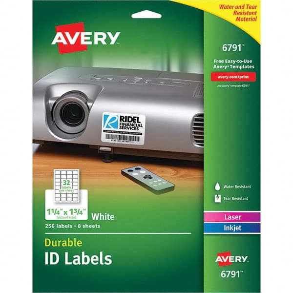 AVERY - Pack of (256), 1-1/4" x 1-3/4" White Paper Multipurpose Labels - Exact Industrial Supply