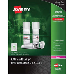 AVERY - Pack of (1500), 1" x 1-3/4" White Synthetic Film ID Labels - Exact Industrial Supply