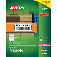 AVERY - Pack of (150), 3-1/4" x 8-3/8" White Paper Durable Square Labels - Exact Industrial Supply